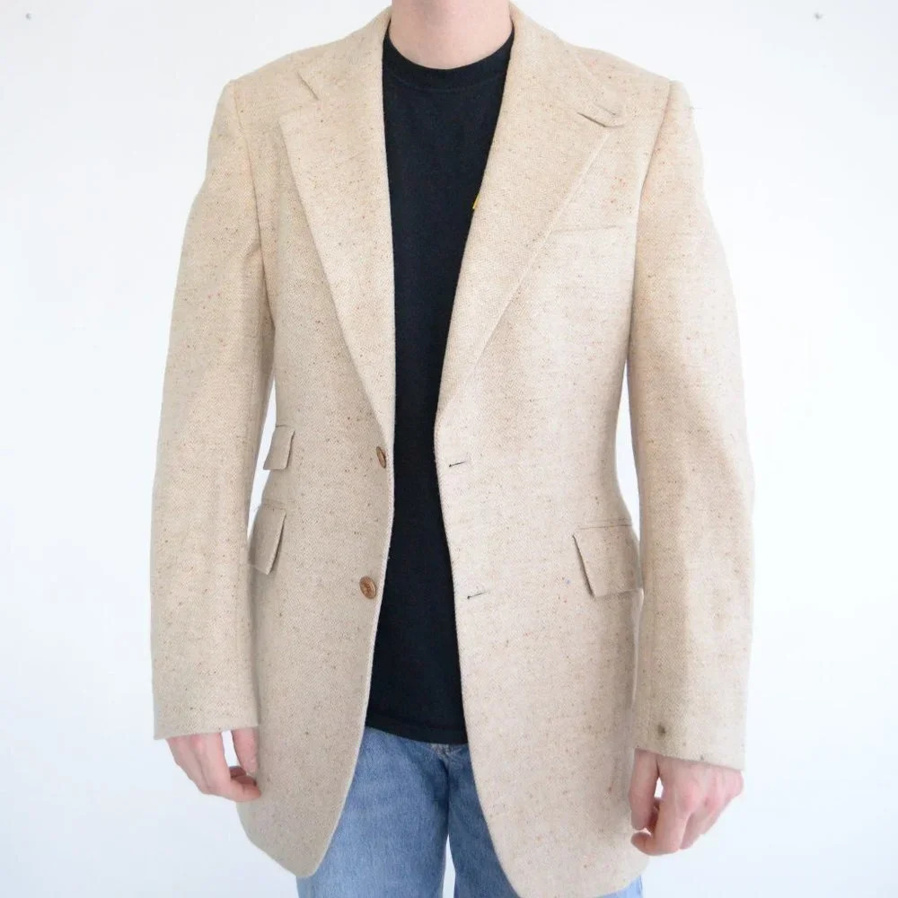 Men's Cream Single-Breasted Sport Coat Blazer